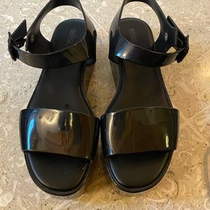 Melissa Black Jelly Vegan Platform Sandal 8.5